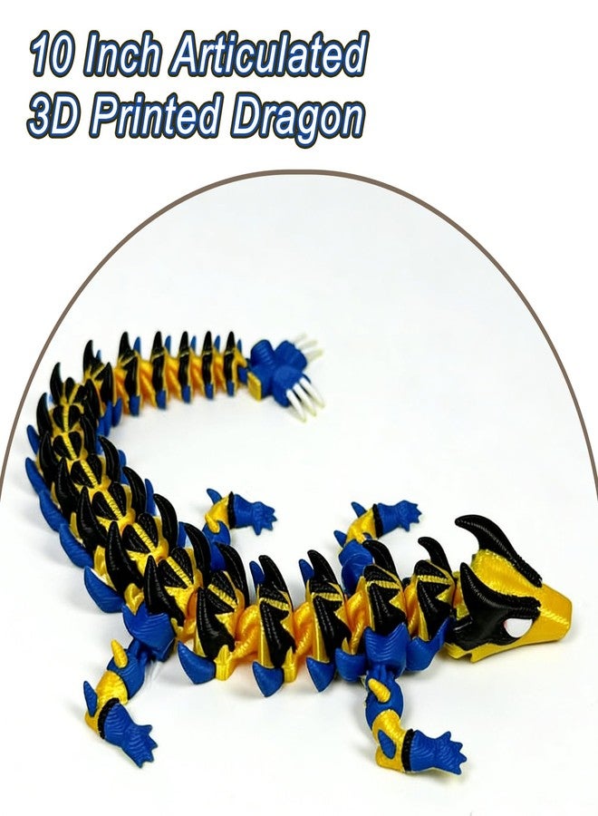 Kizcmvre 3D Printed Dragon,3D Printed Dragon Model,Flexible Articulated 3D Dragon Fidget Model,Unique 3D Printed Animals Gift and Desktop Decoration (Gold & Black-10 inch). - Image 5